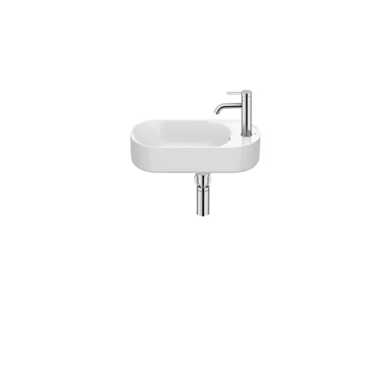 Meridian Lavatório Mural Assimétrico Compacto em Fineceramic® 500x275mm Branco Mate