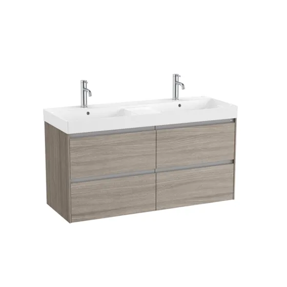 Ona Unik Móvel Base com 4 Gavetas + Lavatório Duplo 1200x460mm Branco Mate