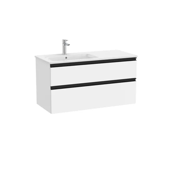 The Gap Unik Móvel 2 Gavetas Lavatório Esquerda 1000x460mm Branco Brilho