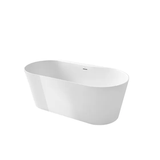 Raina Banheira Oval Stonex® Auto Portante 1600x800mm com Válvula Click Clack e Sifão Interior Branco e Exterior Branco